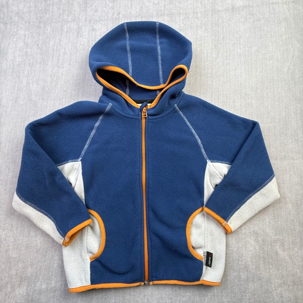 Hanna Andersson Polartec Fleece Hoodie‎ Blue Gray Orange Full Zip Kids Size 100